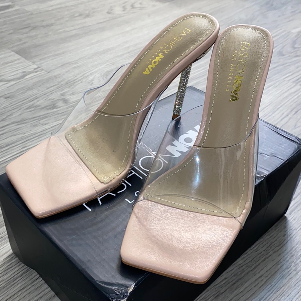 Nude Double Take Heeled Mules Heels